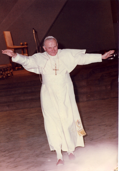 John paul II putting on a show for the cameras